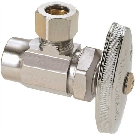 BRASSCRAFT 1/2 in. Nominal Sweat Inlet x 3/8 in. O.D. Compression Outlet Brass Multi-Turn Angle Valve in Chrome R19X C